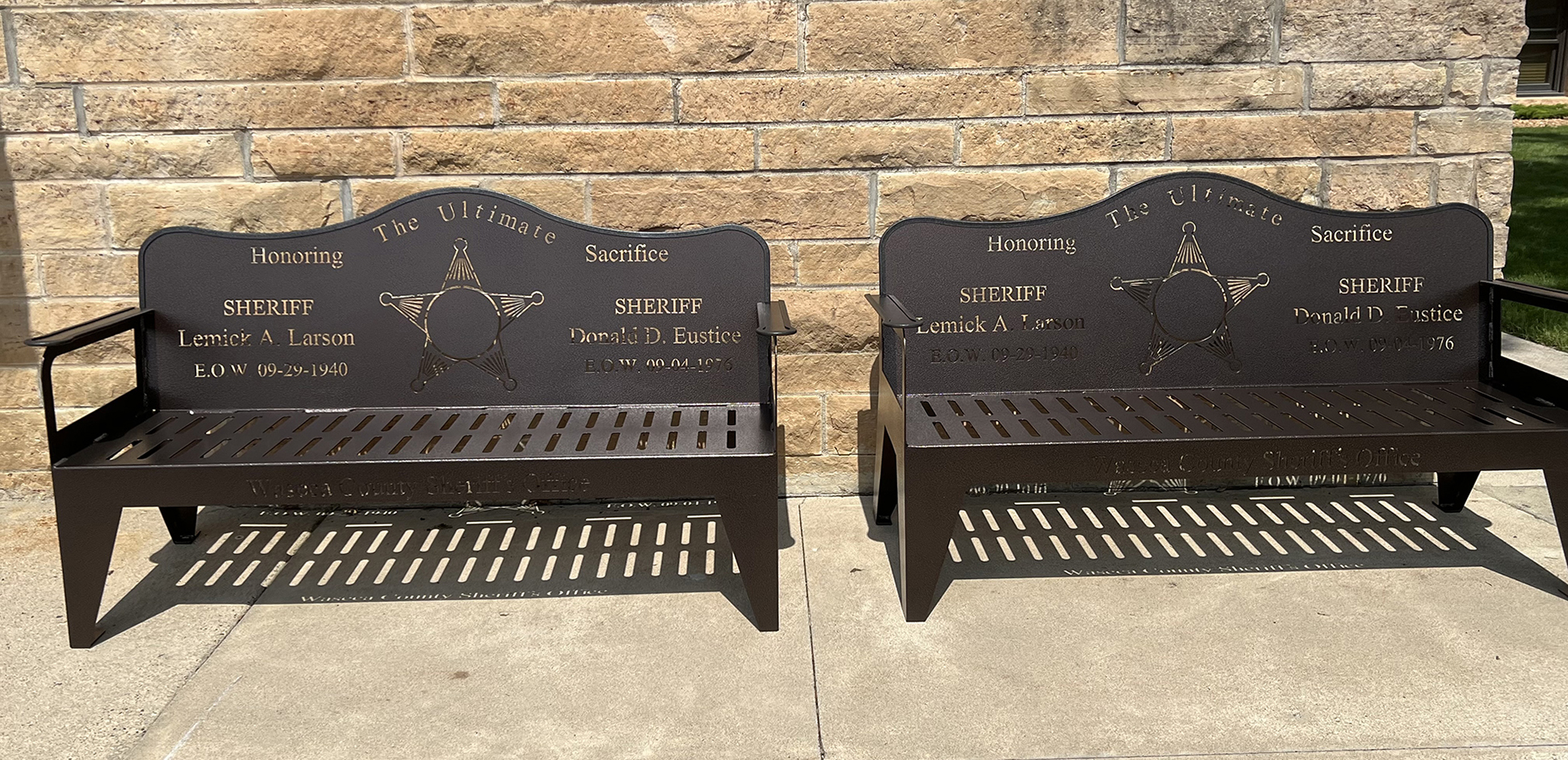 2024 Donation of benches to Waseca County Sheriff's Office